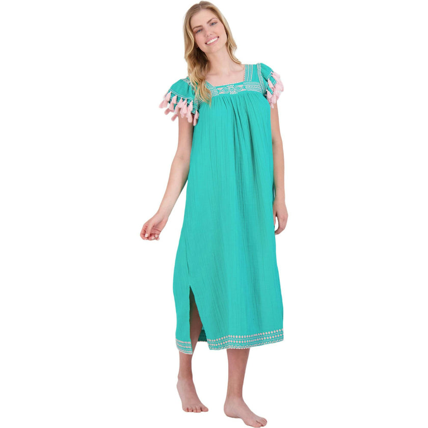 Women's Maxi Sandrine Embroidered Dress, Green