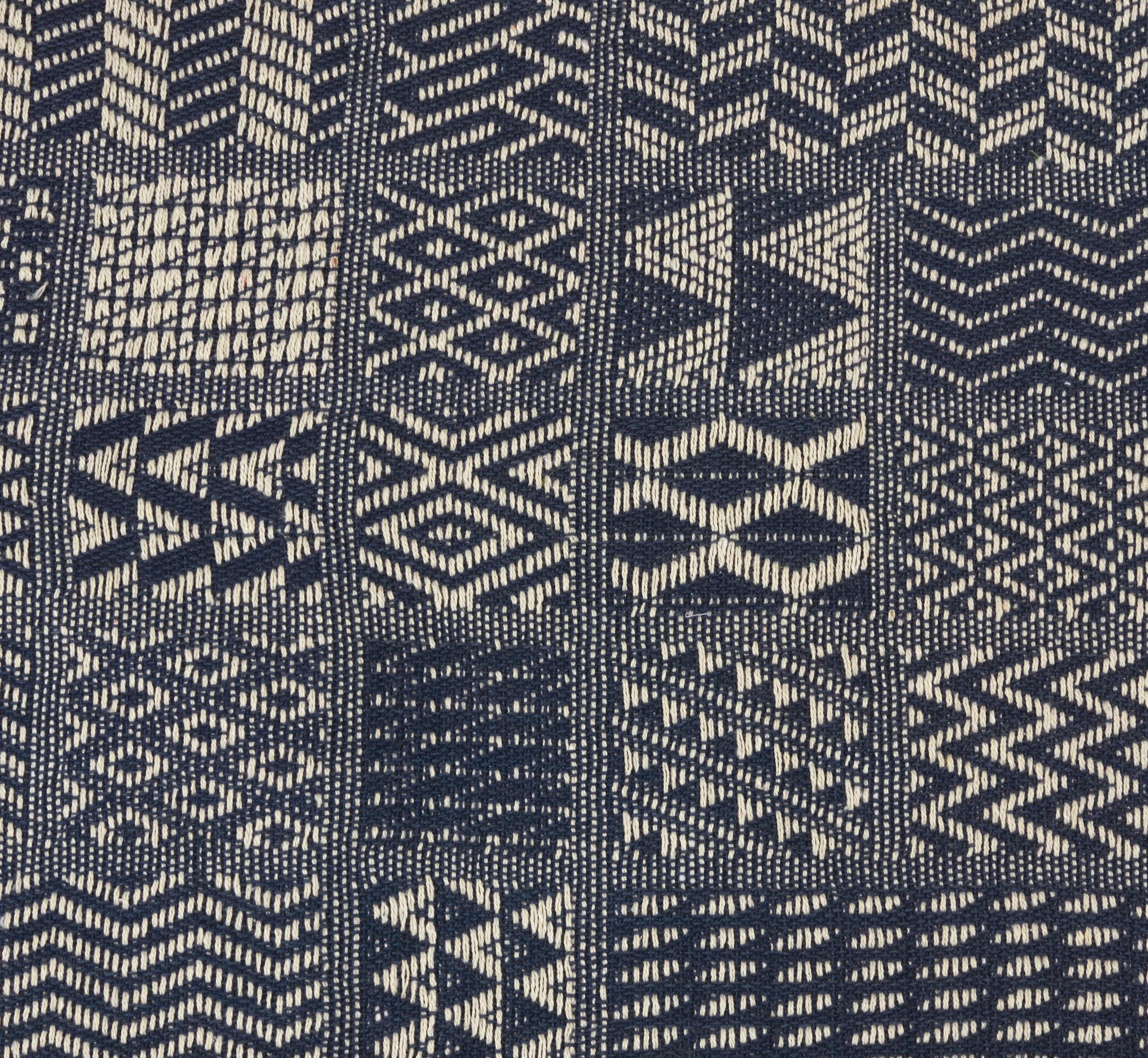 Artisan Hand Loomed Cotton Square Pillow - Indigo Blocks - 24