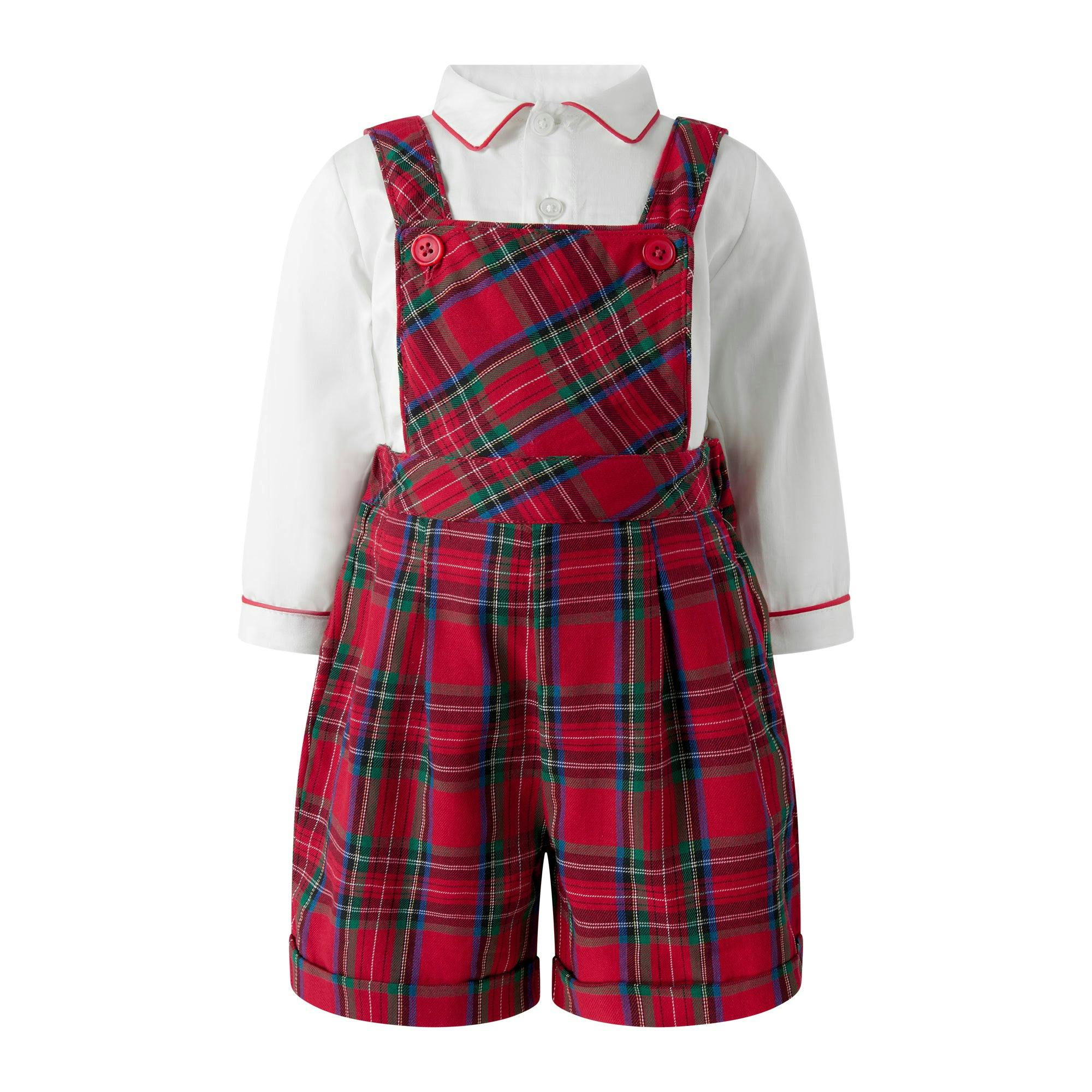 Tartan Dungarees & Shirt Set