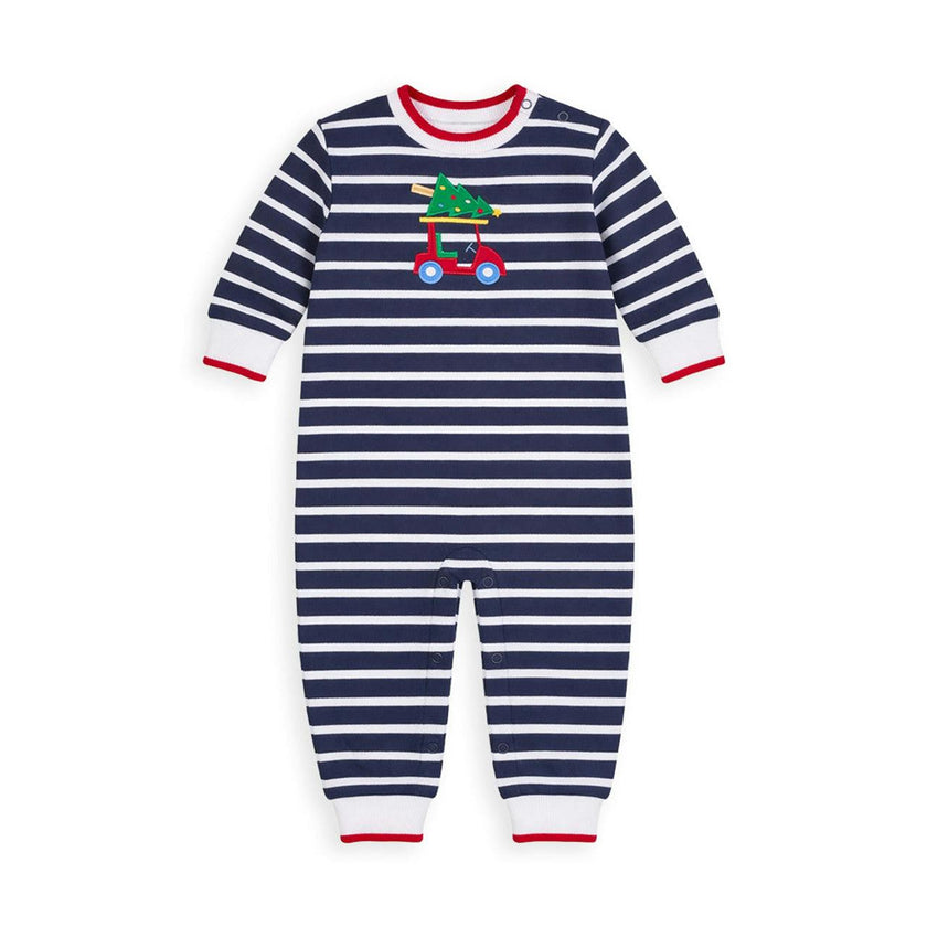 Stripe Knit Longall with Golf Cart & Christmas Tree