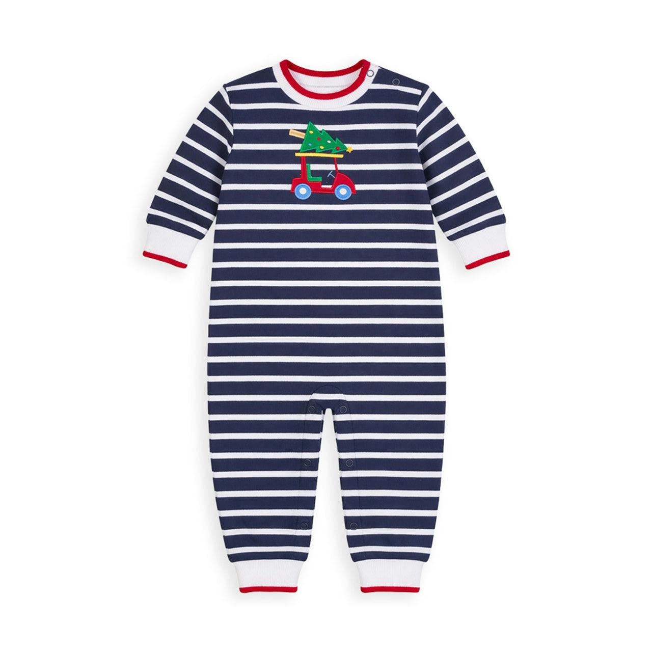 Stripe Knit Longall with Golf Cart & Christmas Tree