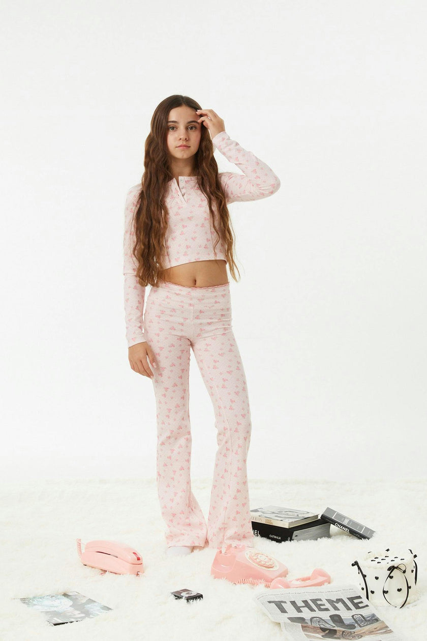 Peyton Pink on Pink Thermal Wide Leg Pants