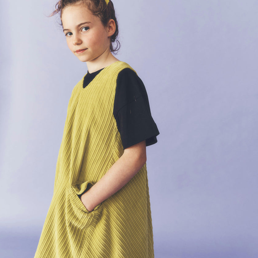Kids Avery Acid Green Cord Dress