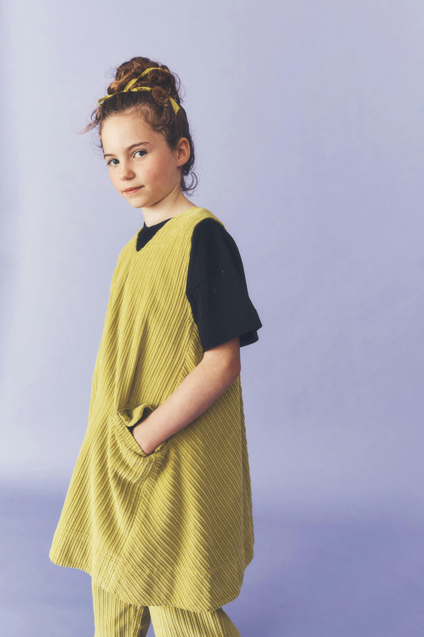 Avery Acid Green Cord Dress