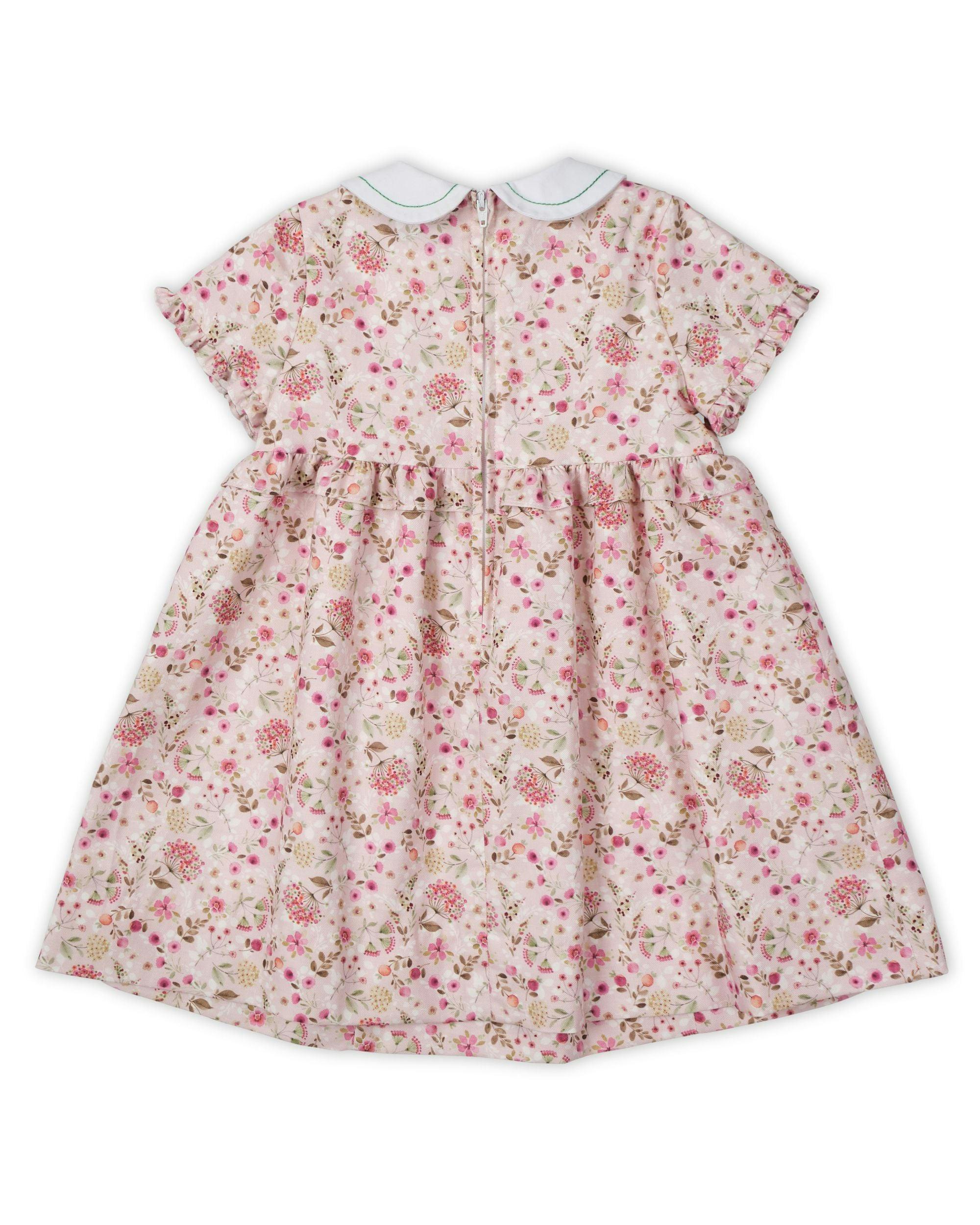 Floral Dress With Embroidered Collar