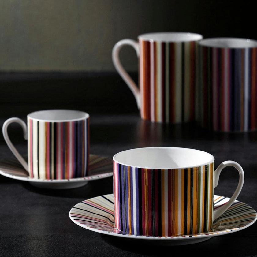 Tea Cup & Saucer Stripes Set of 2 In Luxury Box Jenkins 156 Diam. 3.3"