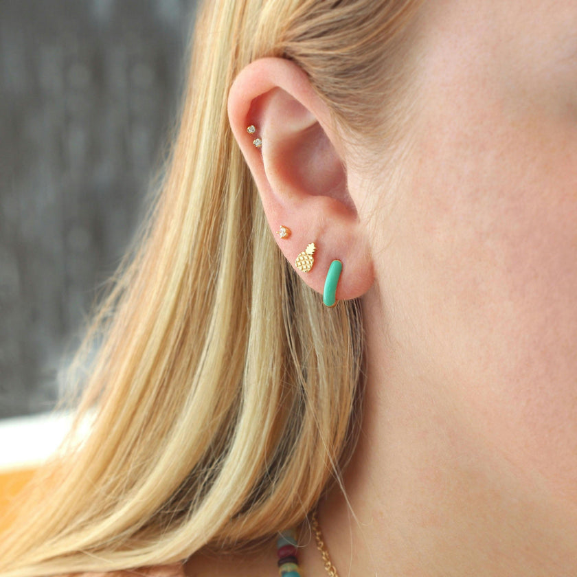 Enamel Huggie Hoop Earrings