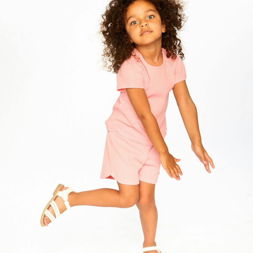 Crinkle Jersey T-Shirt Off Peach Pink