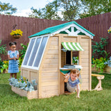Teamson Kids Gardenia Wooden Playhouse with Large Window & Kitchen