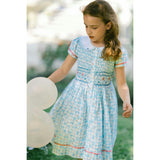 Riviera Blue Floral Short Sleeve Smocked Dress