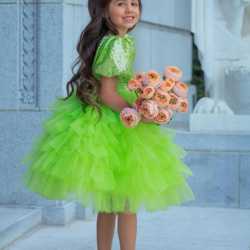 Enchanted Lime Sequin Tulle Dress