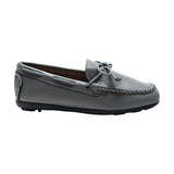 Gray Faux Leather Laced Loafers