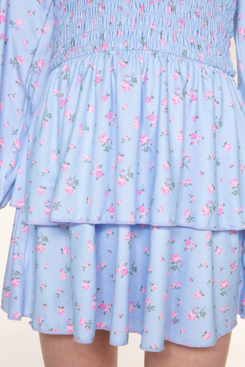 Simply Soft Long Sleeve Smocked Ruffle Skirt Dress