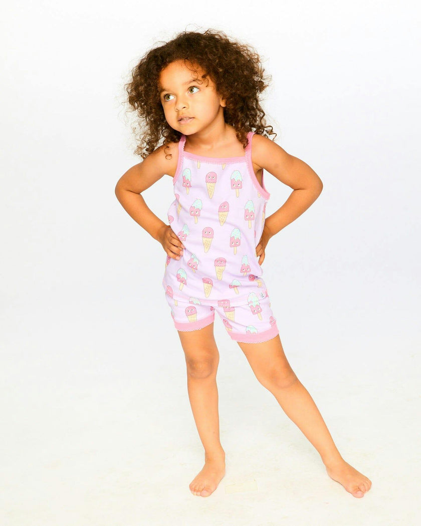 Organic Cotton Two-Piece Pyjama Set Lilac Printed Ice Creams