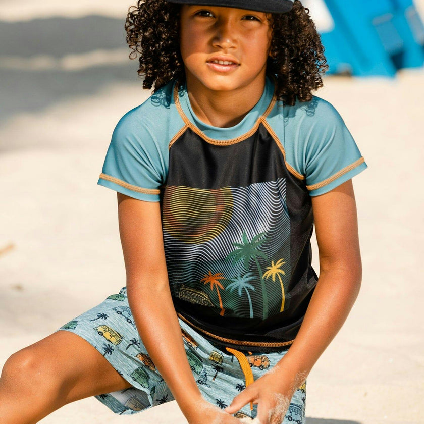 Short Sleeve Rashguard With Print Black
