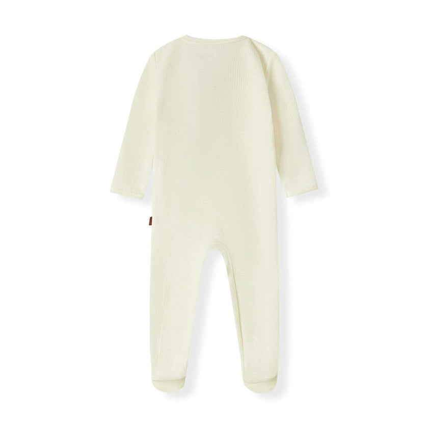 Cream Waffle Zipper Footed Romper