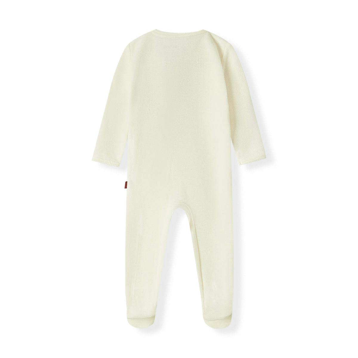 Cream Waffle Zipper Footed Romper
