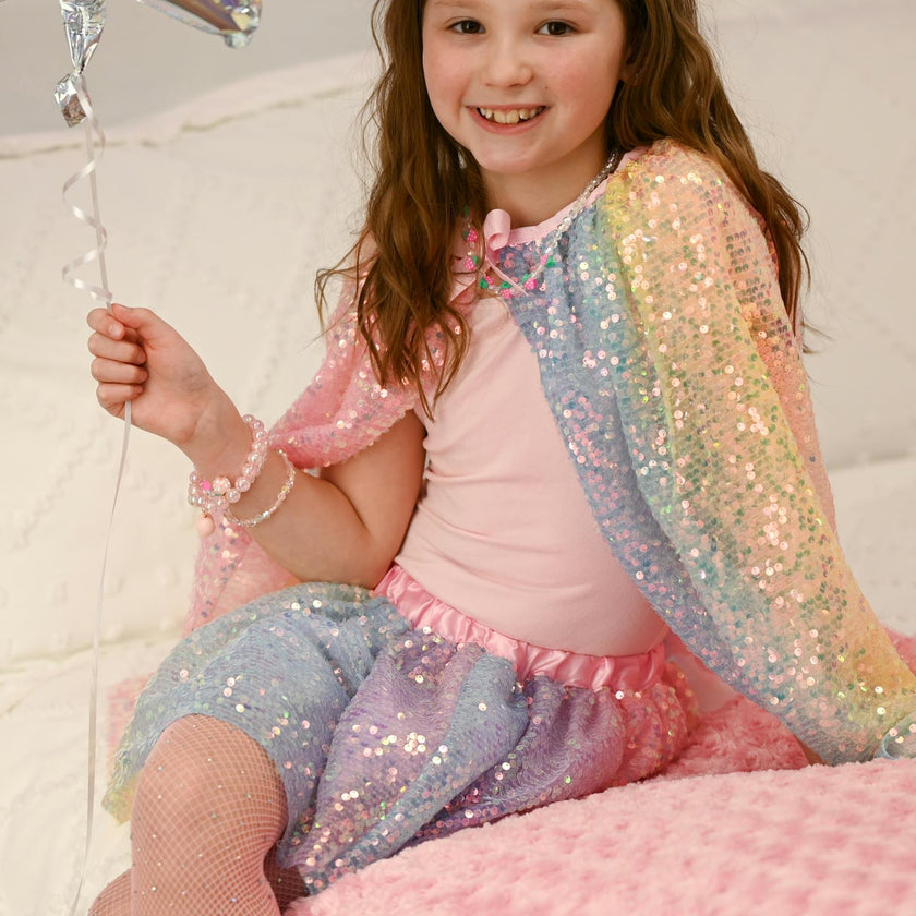 Sequins Skirt with Satin Waistband