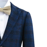 Blue Plaid Suit with Beige Accents