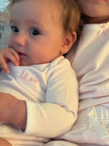 "Lil Sis" Short Sleeve Bodysuit in Pink Stripe