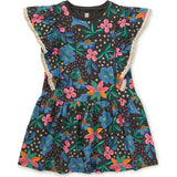 Crochet Trim Ruffle Dress, Black