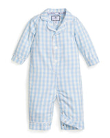 Baby's Twill Classic Romper in Light Blue Gingham
