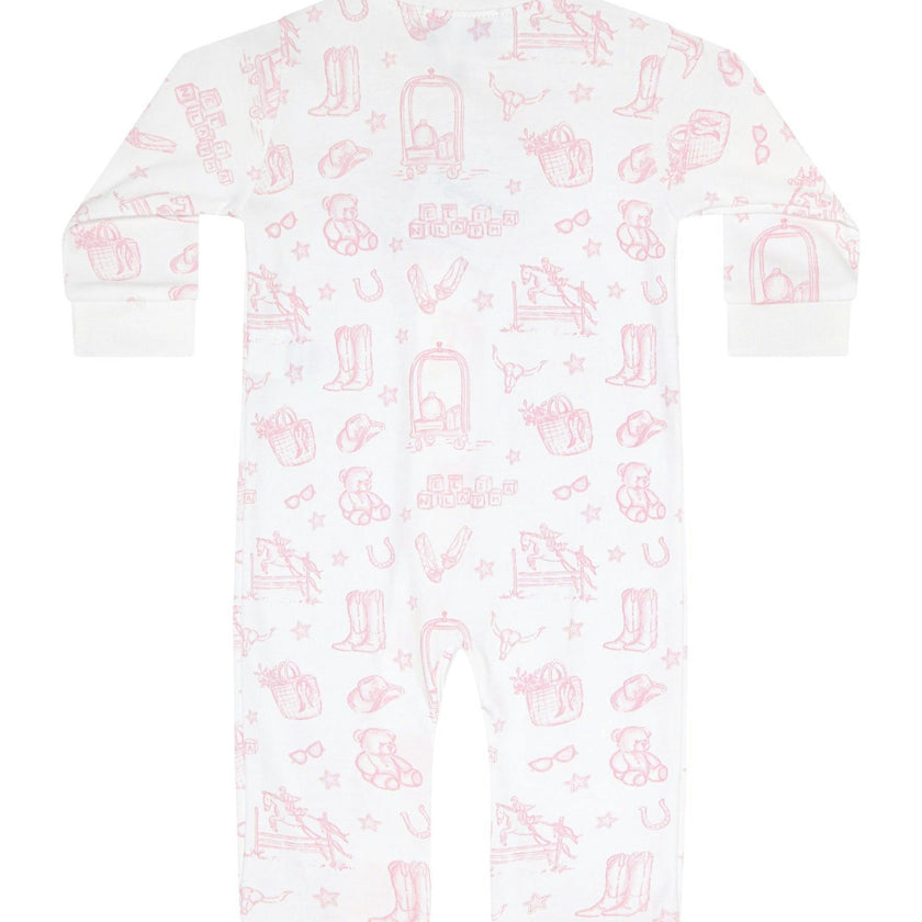 Pink Lone Star Toile Zipper Footie
