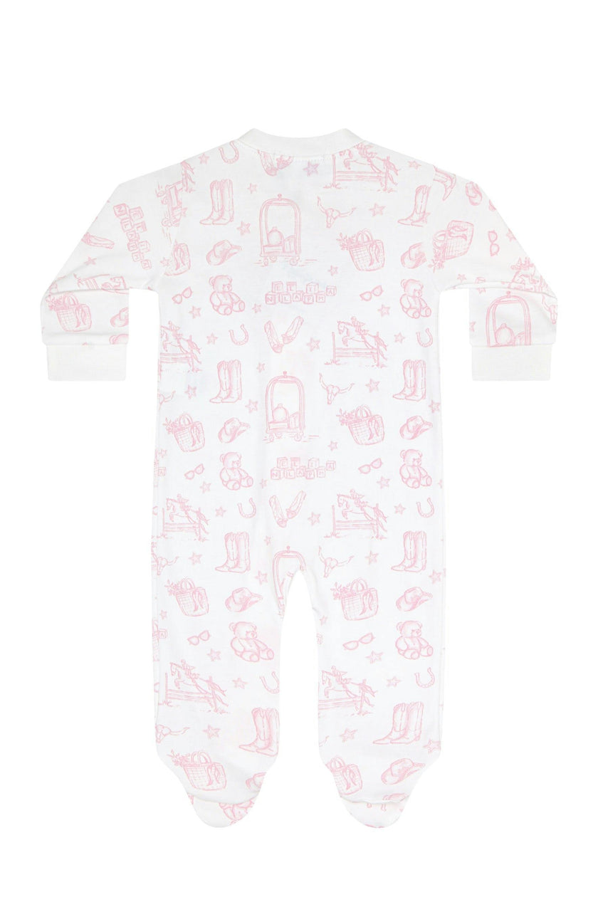 Pink Lone Star Toile Zipper Footie