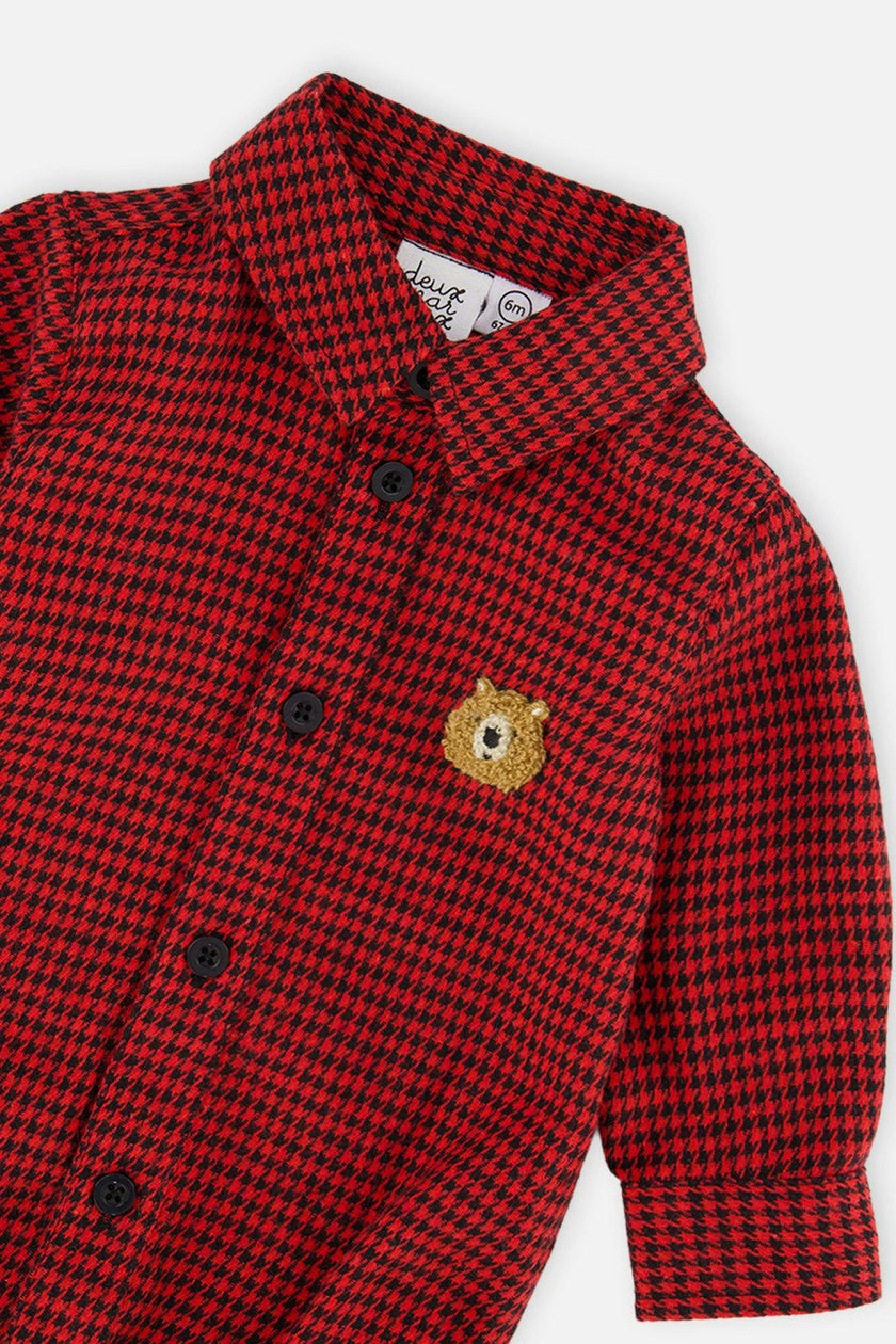 Baby Top & Pants Set Black And Red Houndstooth