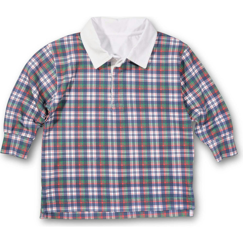 Plaid Knit Long Sleeve Polo