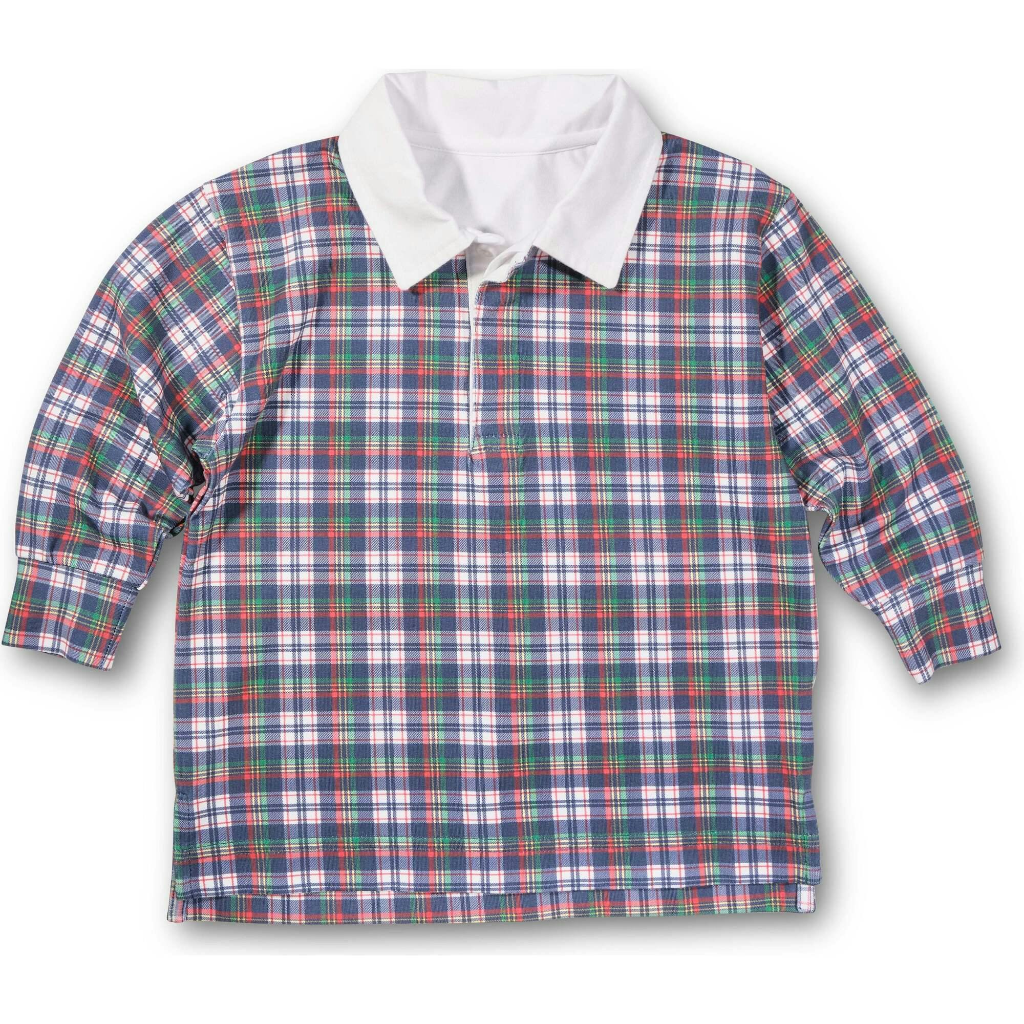 Plaid Knit Long Sleeve Polo