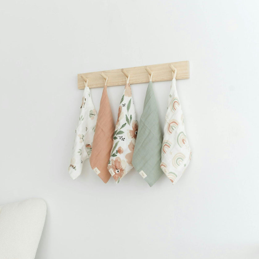 Parker 5-pc. Cotton Baby Washcloth Set (Pink Floral)