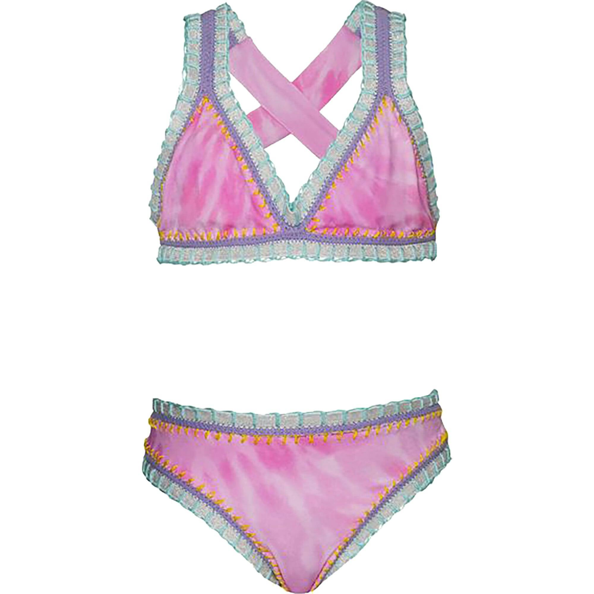 Rainbow Embroidered Cross Back Two-Piece Bikini, Prints