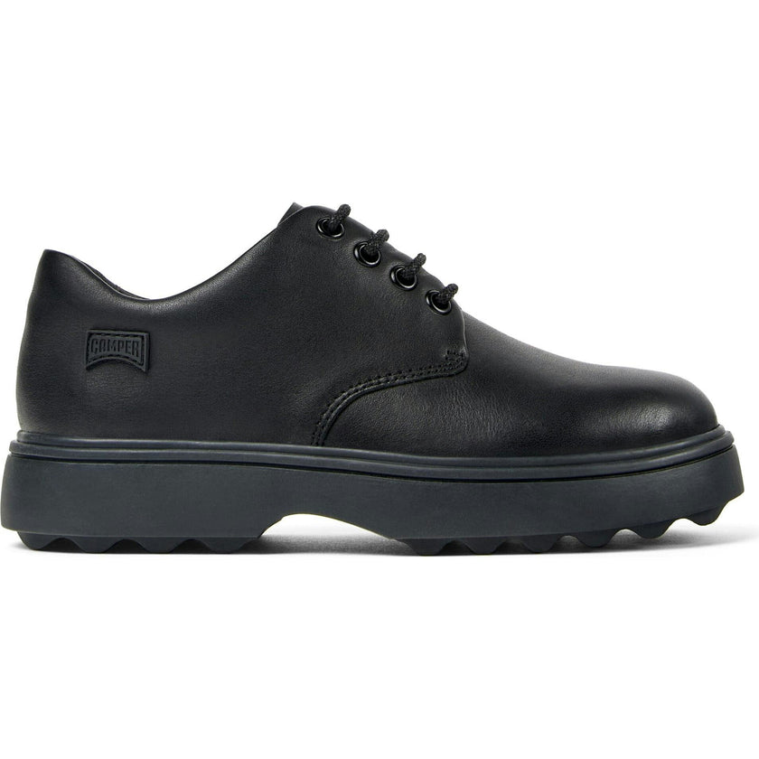 Kids Norte Leather Lace-Up Shoes, Black