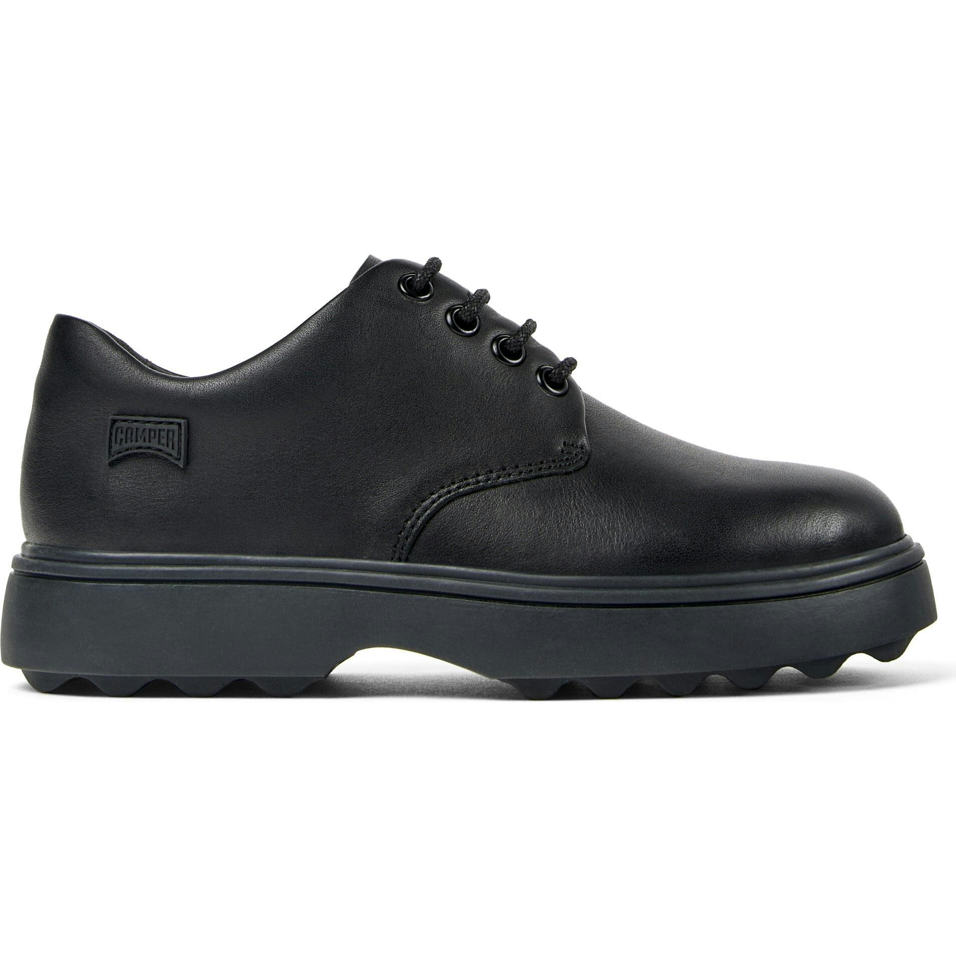 Kids Norte Leather Lace-Up Shoes, Black