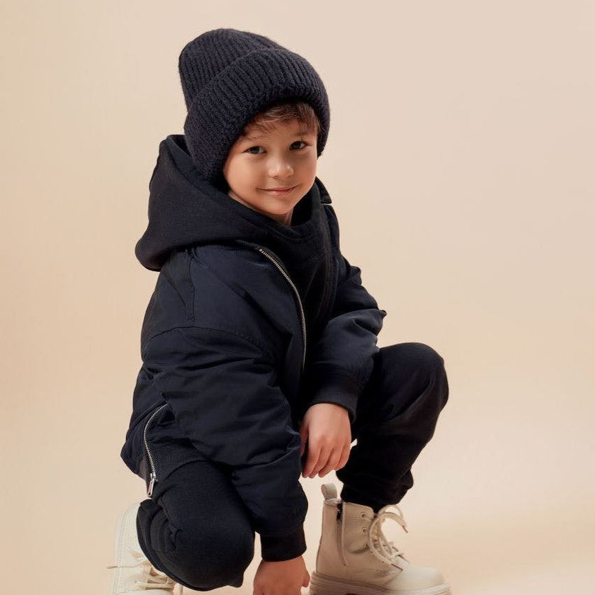 Padded Bomber Jacket With Removable Hood