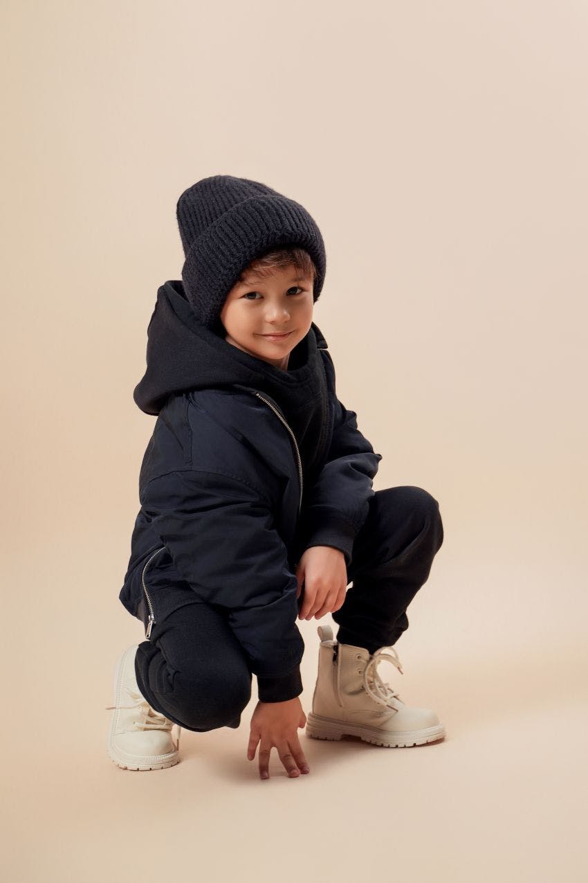 Padded Bomber Jacket With Removable Hood