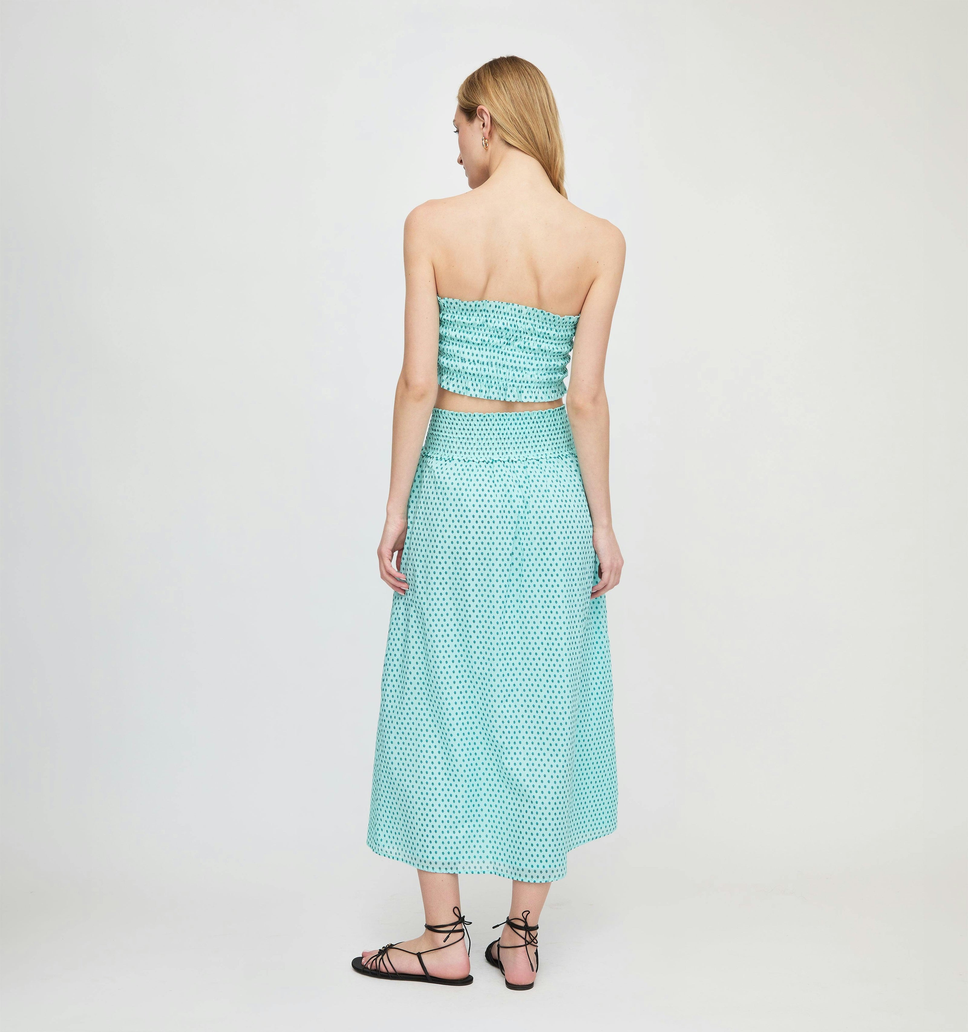 The Delphine Nap Skirt - Teal Poppy Half Drop