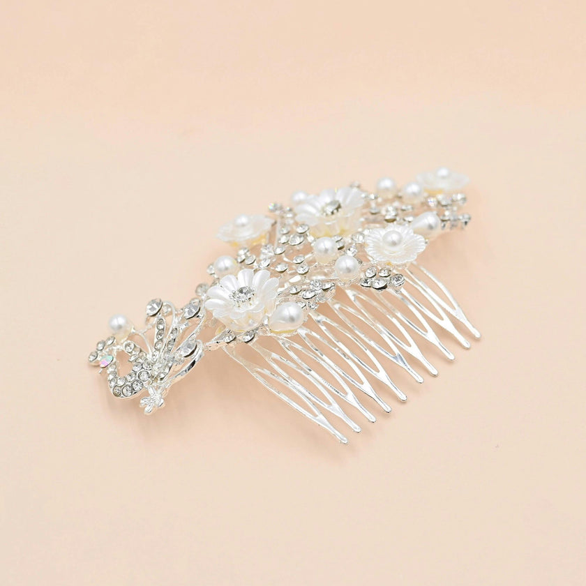Crystal Ribbon Flowerbed Hair Comb