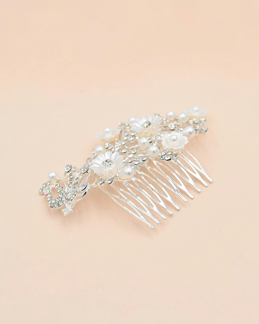 Crystal Ribbon Flowerbed Hair Comb
