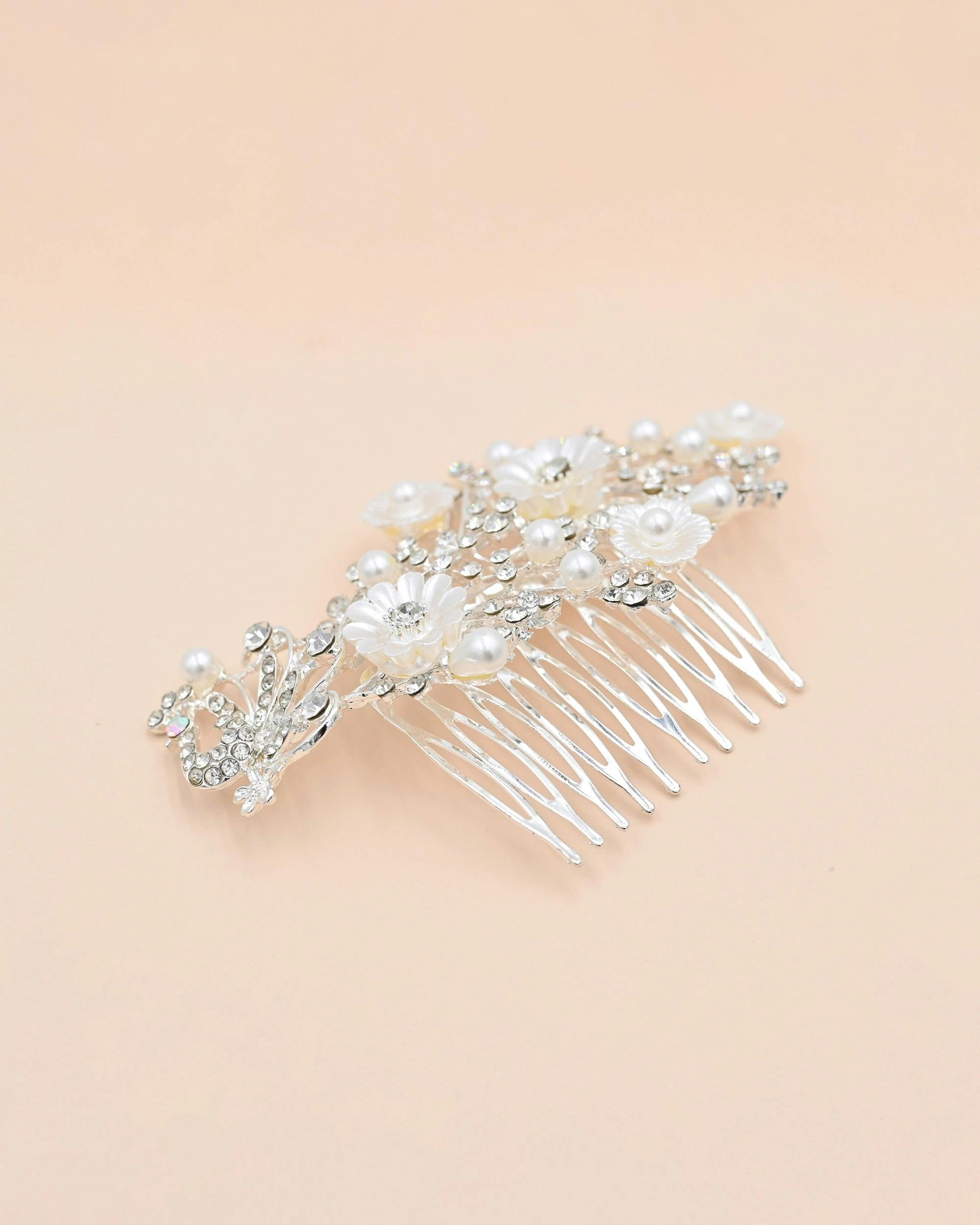 Crystal Ribbon Flowerbed Hair Comb