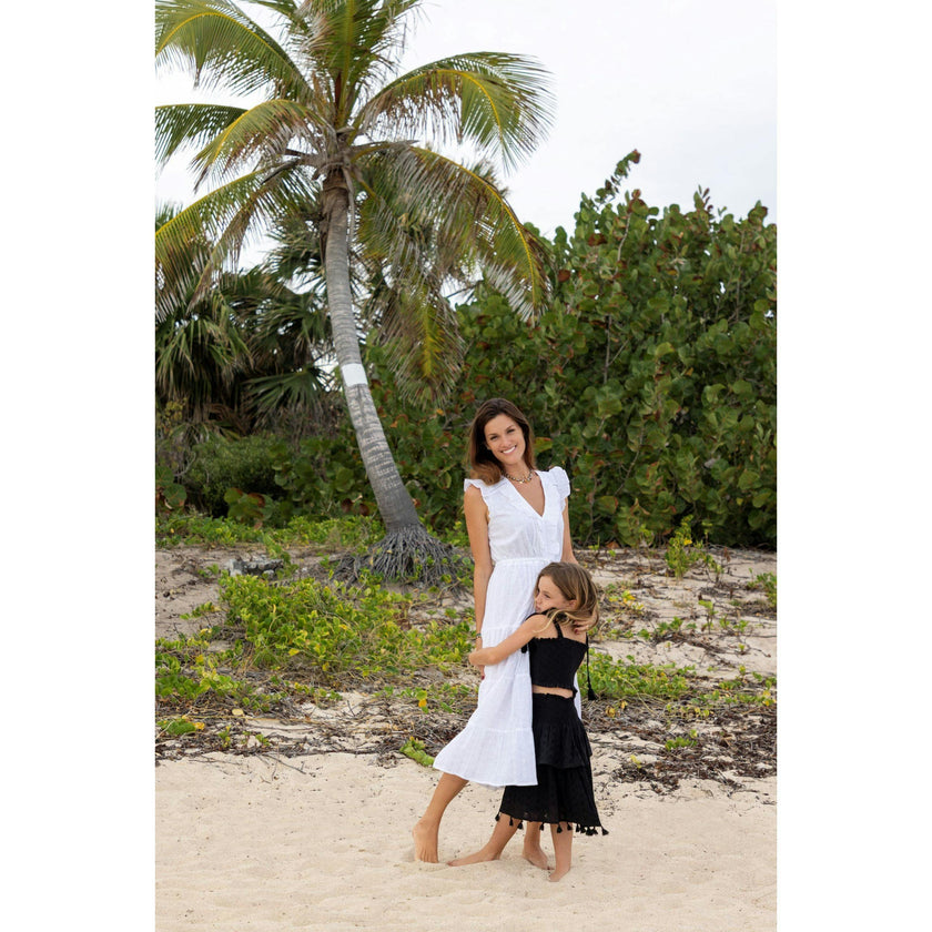Noelle Girls Top and Skirt Set Black Eyelet, Black Eyelet