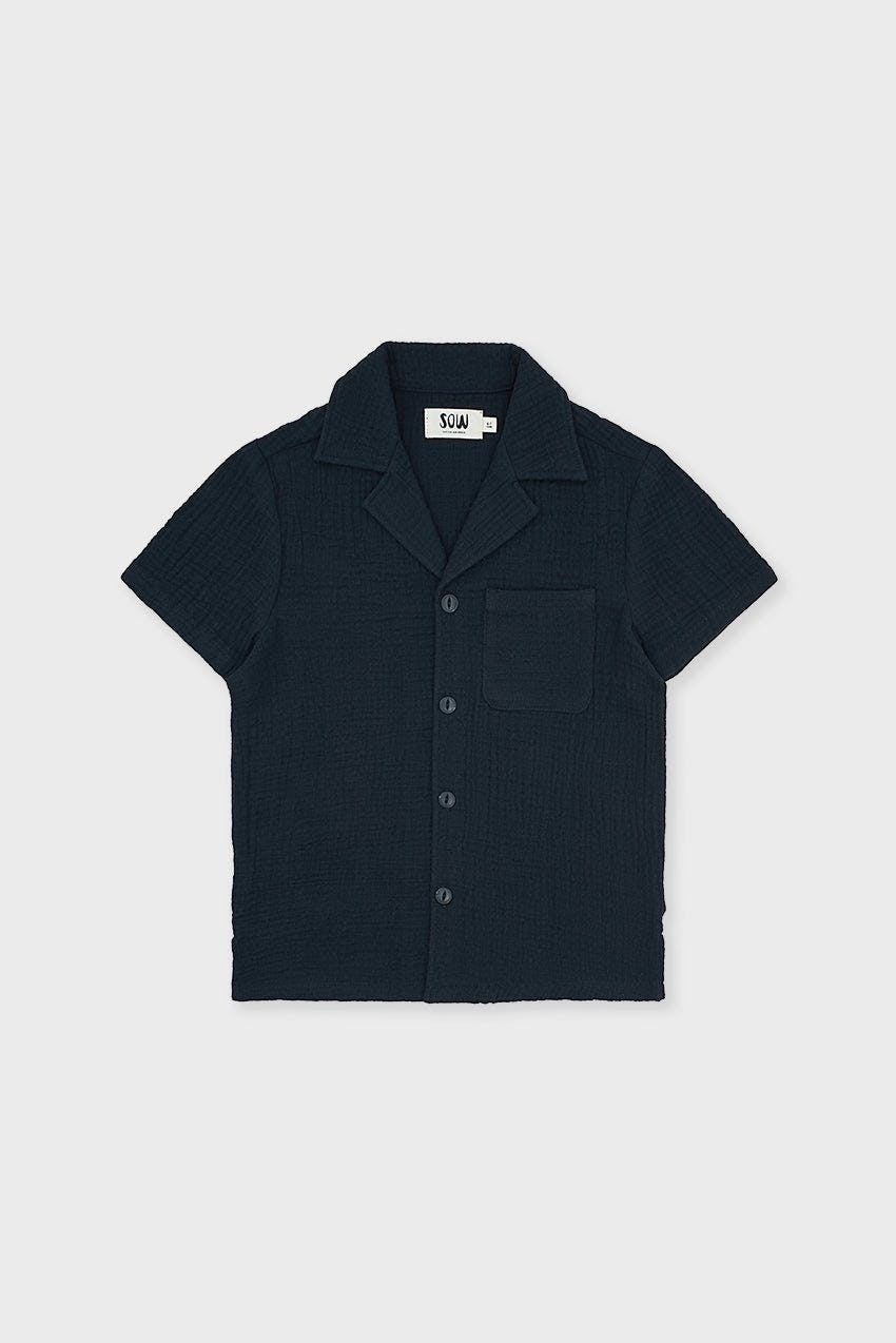 Organic Cotton Camp Collar Waffle Shirt