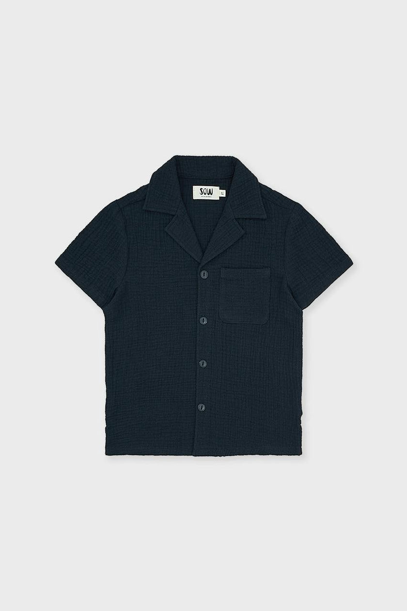 Organic Cotton Camp Collar Waffle Shirt