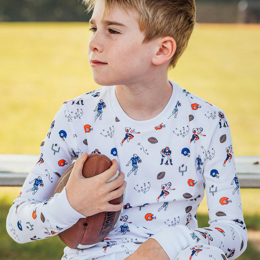 The Organic Long Sleeve Pajama Set [Football]