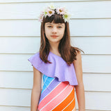 Garden State Rainbow One Shoulder Ruffle