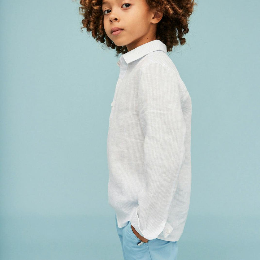 Light Blue Stripes 100% Linen Shirt