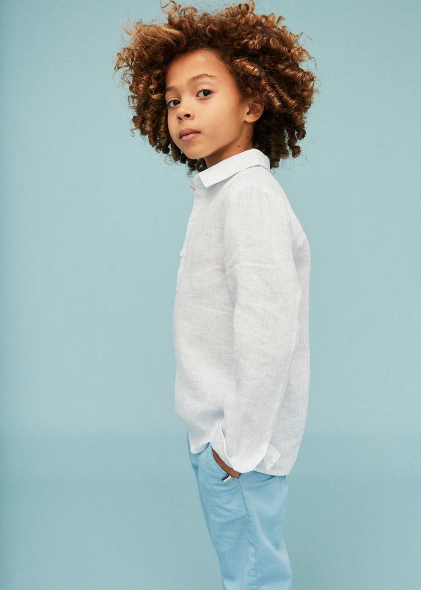 Light Blue Stripes 100% Linen Shirt