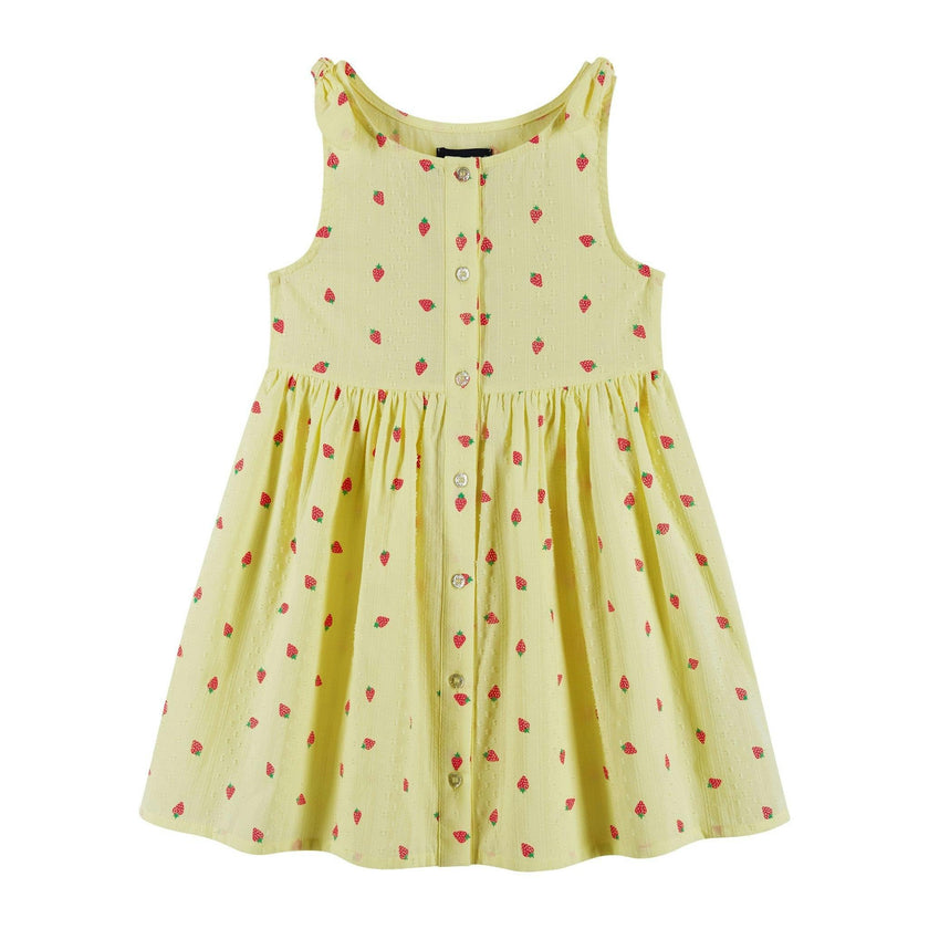 Button Front Dress | Yellow Strawberry