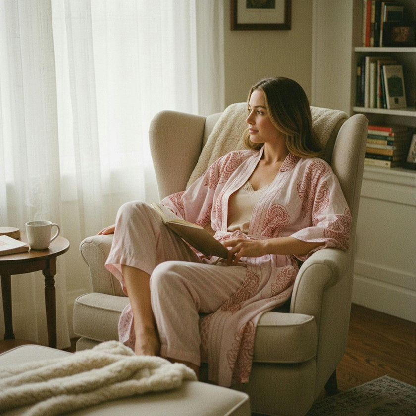 Block-Printed Cotton Women'S Robe